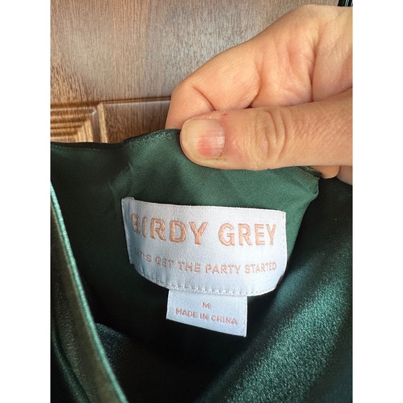 NEW BIRDY GREY Women M Lisa Shiny Satin Emerald Maxi Formal Bridal Dress - Picture 8 of 10